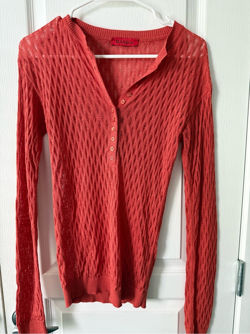 Max & Co. Coral Open-Knit Buttonless Pullover